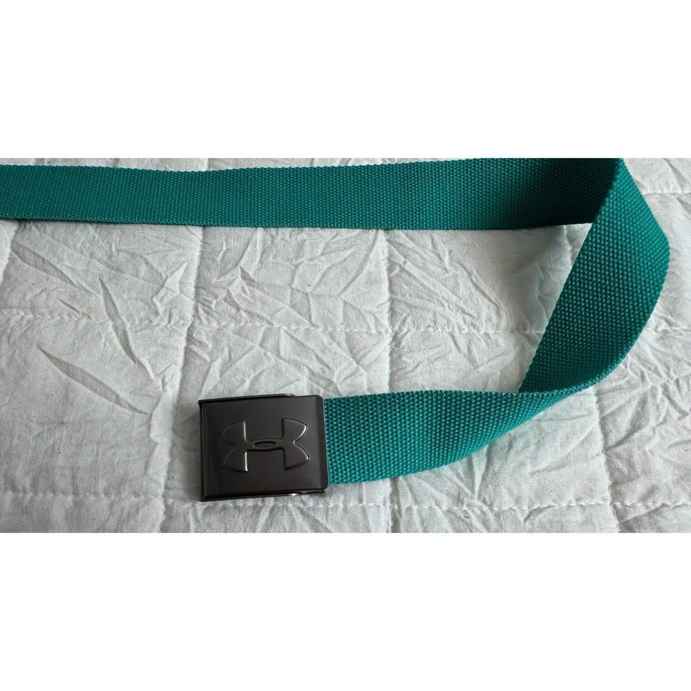 Under Armour Mens Teal Green Golf Belt Adjustable Metal Logo Buckle 39 in